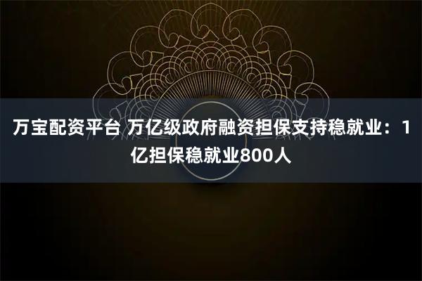 万宝配资平台 万亿级政府融资担保支持稳就业：1亿担保稳就业800人